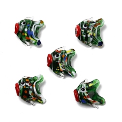 Зеленый Бусины лэмпворк , рыба, зелёные, 17~19x19~21x10~11 мм, отверстие : 1.4 мм