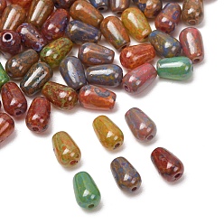Mixed Color Handmade Lampwork Beads, Teardrop, Mixed Color, 9x6mm, Hole: 1.3mm