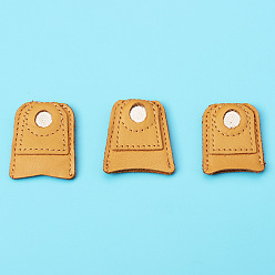 Sandy Brown Sheepskin Leather Sewing Thimble Finger Protector, Thimble Finger Pads for Knitting Sewing Quilting Pin Needles Craft Accessories DIY Sewing Tools, Sandy Brown, 38x29~31mm