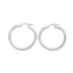 Платина Круглая стойка для колец с покрытием из латуни кубический цирконий серьги-кольца для женщин, долговечный, без свинца и без кадмия, платина, 32x31.5x2 мм, штифты : 0.6x0.9 мм