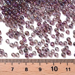 Misty Rose Round Glass Seed Beads, Transparent Colours Rainbow, Round, Misty Rose, 3mm