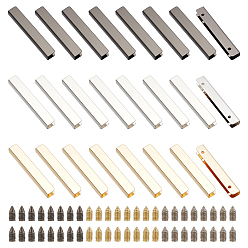 (52) Непрозрачная лаванда 24 наборы 3 цвета цинковый сплав сумка декоративные пряжки края, заглушки для ремешка с наконечником из лямки для ремня сумки, с винтами, прямоугольные, разноцветные, 6.5x0.9x0.7 см, Внутренний диаметр: 0.5 cm, 8 наборы / цвет