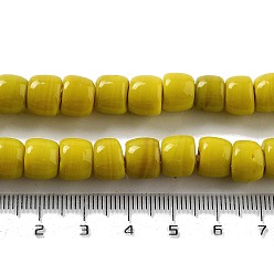 Gold Handmade Nepalese Lampwork Beads, Barrel, Gold, 10.5~11x8~8.5mm, Hole: 3.5mm, about 80pcs/strand, 25.39''(64.5cm)