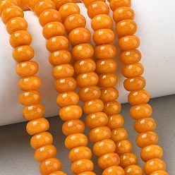 Dark Orange Dyed Natural White Jade Beads Strands, Smooth Rondelle, Dark Orange, 8~9x5~5.5mm, Hole: 1.4mm, about 69~74pcs/strand, 14.57~15.16''(37~38.5cm)