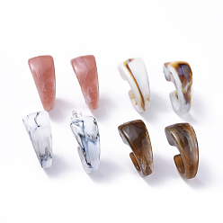 Mixed Color Imitation Gemstone Style Acrylic Stud Earrings, with 304 Stainless Steel Stud Earring Findings and Rubber Ear Nuts, Mixed Color, 28x18x14mm, Pin: 0.8mm
