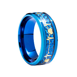 Синий День святого Валентина 304 Парные кольца из нержавеющей стали в форме сердца, широкое кольцо для унисе, синие, размер США 9 (18.9 мм)