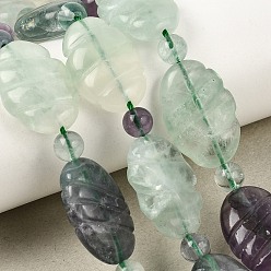 Fluorine Colliers de perles sculptées en fluorite arc-en-ciel naturelle, Ovale Plat, 24x16x8 & mm 6.5 mm, Trou: 1mm, Environ 13 pcs/chapelet, 15.55'' (39.5 cm)