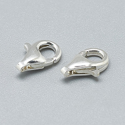 Silver 925 Sterling Silver Lobster Claw Clasps, with 925 Stamp, Silver, 11x6.5x3mm, Hole: 3.5mm