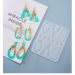 Белый Геометрические подвески и ссылки силиконовые формы, формы для литья смолы, для diy уф смолы, изготовление украшений из эпоксидной смолы, белые, 150x118x4 мм