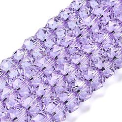 Лиловый Прозрачные стеклянные бусины, граненые, баррель, сирень, 8x6 мм, отверстие : 1.2 мм, около 64 шт / нитка, 14.96'' (38 см)