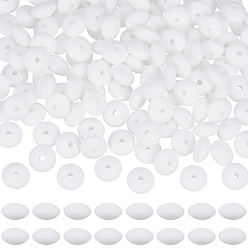 Белый 180шт. рондель силиконовые фокусные бусины, белые, 12x6.5 мм, отверстие : 2 мм