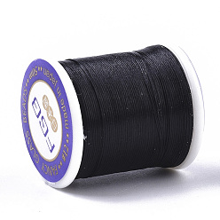 Black Nylon 66 Coated Beading Threads for Seed Beads, Black, 0.1mm, about 54.68 yards(50m)/roll
