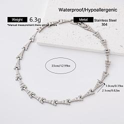 Plata 304 Collares de cadena de acero inoxidable con diseño de la Torre Eiffel para mujer, plata, 12.99 pulgada (33 cm)