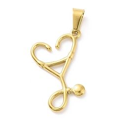 Golden PVD-Vakuumbeschichtung 304 Anhänger aus Edelstahl, Echometer, golden, 27x23.5x2 mm, Bohrung: 3.5x7.5 mm