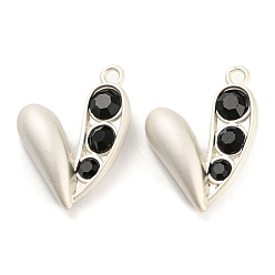 Матовый Серебристый Цвет Сплав со стеклянными подвесками, сердце прелести, матовый серебристый цвет, 22x17x7 мм, отверстие : 1.8 мм