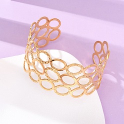 Настоящее золото 18K 304 женские браслеты-манжеты из нержавеющей стали, кольцо, ионное покрытие (ip), реальный 18 k позолоченный, 1-3/8 дюйм (3.35 см), внутренний диаметр: 2-1/4x2-1/2 дюйм (5.7x6.45 см)