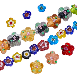 (52) Непрозрачная лаванда 2 нити 2 стили, нити из стеклянных бусин миллефиори ручной работы, цветок, разноцветные, 10~14x10~15x4~8 мм, отверстие : 1~1.4 мм, 1 прядь / стиль