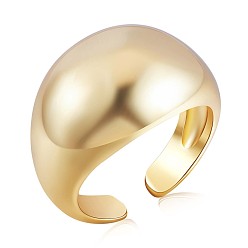 Golden 925 Sterling Silver Chunky Dome Open Cuff Ring for Women, Golden, US Size 5 1/4(15.9mm)