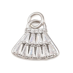 Платина Латунные микропаве прозрачные кубические циркониевые подвески, формы раковины, долговечный, без кадмия и без свинца, стойки покрытие, с целью перехода в кольце, платина, 12x13.5x2.7 мм, отверстие : 3.4 мм