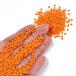 Dark Orange Glass Seed Beads, Opaque Colours Seed, Round, Dark Orange, Size: about 2mm in diameter, hole:1mm, about 30000pcs/pound