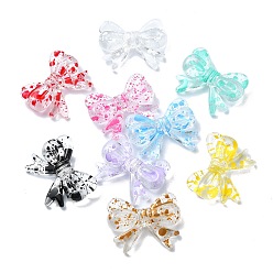 (52) Непрозрачная лаванда Прозрачные акриловые бусины, с эмалью, бантом, разноцветные, 23x29x7 мм, отверстие : 2.7 мм