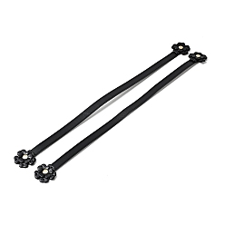 Black Sakura Flower End Cowhide Leather Sew On Bag Handles, with Brass Findings, Bag Strap Replacement Accessories, Black, 44.9x3.75x0.75cm, Hole: 1.8mm