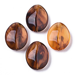 Saddle Brown Transparent Acrylic Beads, Two-Tone, Oval, Saddle Brown, 23x18x8.5mm, Hole: 1.8mm, about 293pcs/500g