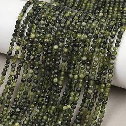 Другие Нефриты Бусы из натурального канадского нефрита, граненые, круглые, 3~3.5 мм, отверстие : 0.8 мм, около 133~135 шт / нитка, 15.55~15.75 дюйм (39.5~40 см)