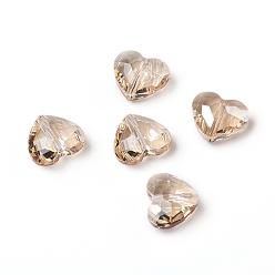 Золотая Тень Гальванические стеклянные бусины, граненые, сердце, золотые тени, 10.3x12x5.3 мм, отверстие : 1.2 мм