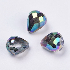 Разноцветный Имитация Австрийские кристаллические шарики, класс AAA, граненые, капля, красочный, 10x12 мм, отверстие : 0.9~1 мм