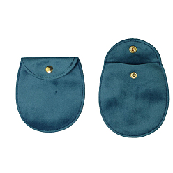 Прусский Синий Мешок ювелирных изделий бархата, Для браслетов, Ожерелье, хранение серег, овальные, берлинская лазурь, 9x10 см