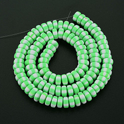 Medium Spring Green Handmade Polymer Clay Beads Strands, for DIY Jewelry Crafts Supplies, Flat Round, Medium Spring Green, 6.8~8x3mm, Hole: 1.4mm, about 110~116pcs/strand, 15.75 inch(40cm)