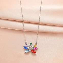 Платина Сплав ожерелья шкентеля, цветок, красочный, платина, 19.69 дюйм (50 см)