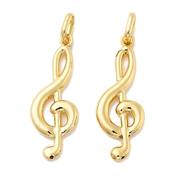 Настоящее золото 18K Латунные подвески, музыкальная нота, без кадмия и без свинца, стойки покрытие, долговечный, с целью перехода в кольце, реальный 18 k позолоченный, 45x16x3 мм, отверстие : 7.5x5 мм
