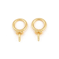 Real 18K Gold Plated Brass Cup Peg Bails, Rack Plating, Long-Lasting Plated, Lead Free & Cadmium Free, Real 18K Gold Plated, 10x6x3mm, Hole: 4mm, Pin: 1mm