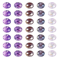 (52) Непрозрачная лаванда 50шт. 5 цвета: фиолетовый, прозрачные стеклянные европейские бусины, бусины с большим отверстием, с покрытием AB цвета, граненые, рондель, разноцветные, 13~14x7.5~8 мм, отверстие : 5.5~6 мм, 10 шт / цвет