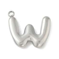 Letter W 304 начальные подвески из нержавеющей стали, цвет нержавеющей стали, Буква W, 16~18x6~18x3 мм, отверстие : 1.8 мм