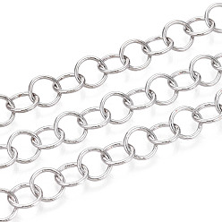 Платина Латунные цепи Роло, пайки, с катушкой, платина, 8x1 мм, около 32.81 футов (10 м) / рулон