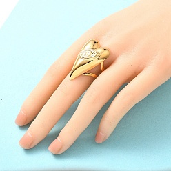 Сердце 304 из нержавеющей стали манжеты кольца, реальный 18 k позолоченный, сердце, 34.5x21.5 мм, внутренний диаметр: регулируемый