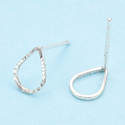 Серебро 925 серьги-гвоздики из стерлингового серебра с полыми каплями, с печатью s925, серебряные, 8.5x6 мм, штифты : 0.8 мм