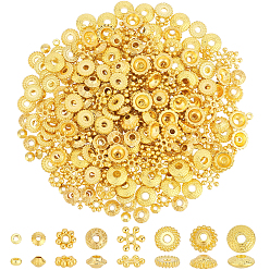 Golden 400Pcs 8 Styles Alloy & Brass Spacer Beads Findings Kits, Golden, 4~8x1.5~3.5mm, Hole: 1~2.5mm, 50pcs/style