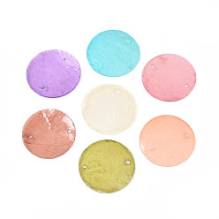 (52) Непрозрачная лаванда Окрашенные распылением натуральные ракушки capiz дисковые звенья соединительные подвески, разноцветные, 28~30x0.5~1 мм, отверстие : 1.2~1.6 мм