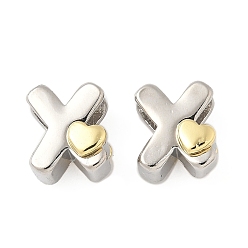 Letter X Латунные бусины, без кадмия и без свинца, платиной и золотом, Письмо X, 11.5x10.5x7.5 мм, отверстие : 5x4 мм