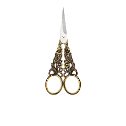 Antique Golden Stainless Steel Flower Scissors, Embroidery Scissors, Sewing Scissors, with Zinc Alloy Handle, Antique Golden, 145x68mm