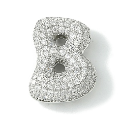 Letter B Стойки обшивки латунь кубического циркония подвески, без кадмия и без свинца, долговечный, алфавит, В письме, 22x16.5x8 мм, отверстие : 4x2 мм