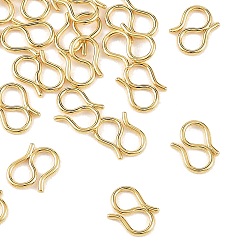 Настоящее золото 18K Застежки-крючки Shegrace из латуни, без никеля , электронное покрытие, реальный 18 k позолоченный, 9.5x8.5x0.8 мм, отверстие : 3.5 мм