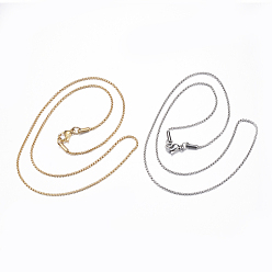 Mixed Color 304 Stainless Steel Box Chain Necklaces, with Lobster Claw Clasps, Mixed Color, 17.7 inch(45cm), 1.5mm
