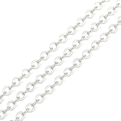 Платина Железная тросовая цепь с покрытием стойки, овальные, платина, 4x3.3x0.5 мм, 15 двор / рулон