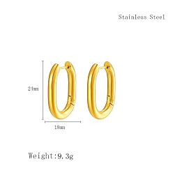 Золотой Стильные 304 овальные серьги-кольца из нержавеющей стали, золотые, 26.5x20.3 мм