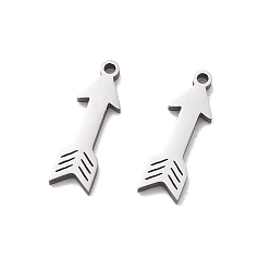 Нержавеющая Сталь Цвет 201 прелести нержавеющей стали, лазерная резка, очарование стрелы, цвет нержавеющей стали, 12.5x4x1 мм, отверстие : 1 мм